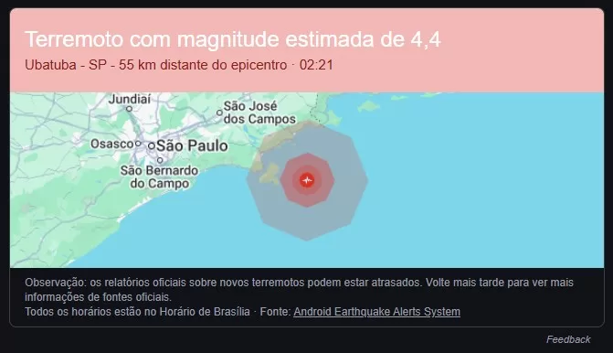 Após alerta de terremoto disparado em celulares Android, Defesa Civil de SP e USP dizem que não há registro de tremor